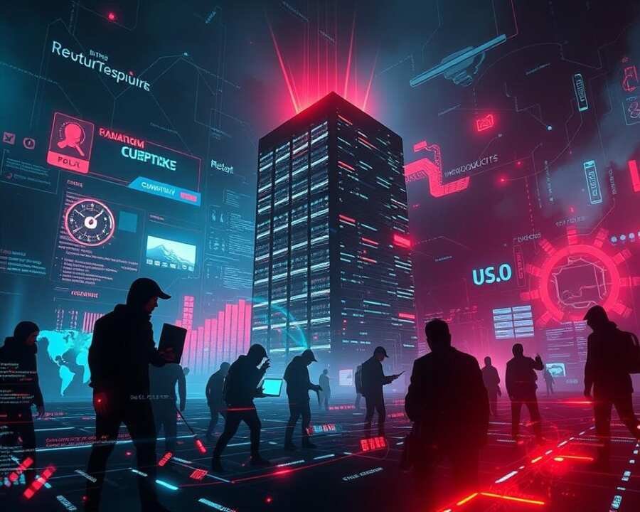 A digital landscape depicting the evolution of cyber capabilities. In the foreground, silhouettes of hackers and cybersecurity experts battle with lines of code and glowing interfaces. The middle ground features a towering data center, its servers pulsing with activity. In the background, a montage of emerging technologies - quantum computing, AI-driven malware, and cutting-edge surveillance systems - hint at the escalating cyber arms race. The scene is bathed in an eerie, electric glow, conveying the high-stakes, ever-changing nature of the digital battlefield. Dramatic lighting and a cinematic camera angle create a sense of tension and urgency, reflecting the gravity of the topic. A digital landscape depicting the evolution of cyber capabilities. In the foreground, silhouettes of hackers and cybersecurity experts battle with lines of code and glowing interfaces. The middle ground features a towering data center, its servers pulsing with activity. In the background, a montage of emerging technologies - quantum computing, AI-driven malware, and cutting-edge surveillance systems - hint at the escalating cyber arms race. The scene is bathed in an eerie, electric glow, conveying the high-stakes, ever-changing nature of the digital battlefield. Dramatic lighting and a cinematic camera angle create a sense of tension and urgency, reflecting the gravity of the topic.