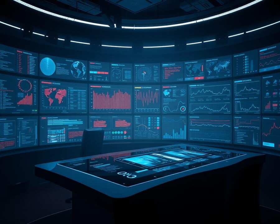 A dimly lit, futuristic control room filled with holographic displays and 3D data visualizations, showcasing a comprehensive analysis of indicators of compromise (IoCs). In the foreground, a sleek, minimalist workstation with a transparent touchscreen interface, allowing the operator to explore and interact with the data. The middle ground features a large, curved display wall, showcasing various data points, graphs, and timelines related to cyber threats and network anomalies. The background is shrouded in a moody, atmospheric lighting, creating a sense of urgency and importance surrounding the analysis. The overall scene conveys a high-tech, cybersecurity-focused environment, where cutting-edge tools and techniques are employed to uncover and mitigate potential security breaches. A dimly lit, futuristic control room filled with holographic displays and 3D data visualizations, showcasing a comprehensive analysis of indicators of compromise (IoCs). In the foreground, a sleek, minimalist workstation with a transparent touchscreen interface, allowing the operator to explore and interact with the data. The middle ground features a large, curved display wall, showcasing various data points, graphs, and timelines related to cyber threats and network anomalies. The background is shrouded in a moody, atmospheric lighting, creating a sense of urgency and importance surrounding the analysis. The overall scene conveys a high-tech, cybersecurity-focused environment, where cutting-edge tools and techniques are employed to uncover and mitigate potential security breaches.