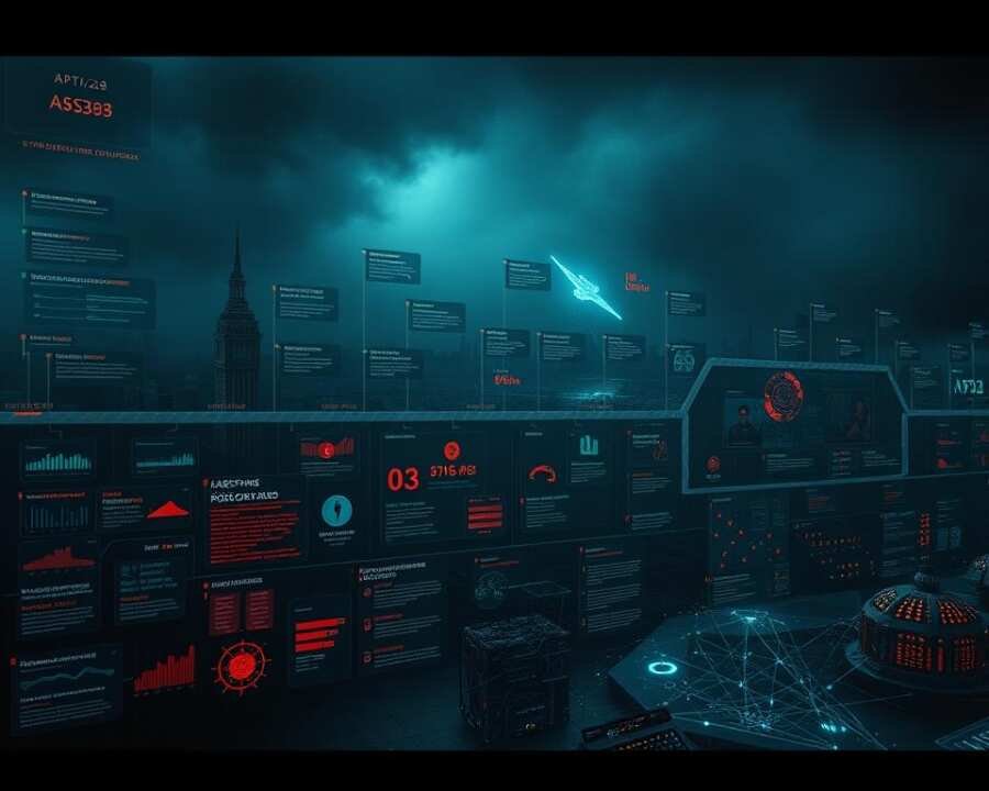 An expansive timeline depicting the notorious cyber attacks orchestrated by the Russian APT28 hacker group, also known as IRON TWILIGHT. The foreground showcases a series of data visualizations, infographics, and event markers chronicling the group's most impactful operations, from high-profile political hacks to infrastructure breaches. The middle ground features a shadowy, ominous landscape of digital landscapes and networks, hinting at the group's stealthy and pervasive nature. The background is shrouded in an ominous, foreboding atmosphere, with a faint glow emanating from hidden servers and command centers, conveying the ever-present threat posed by this advanced persistent threat. Dramatic lighting and a cinematic camera angle add a sense of urgency and gravity to the scene.