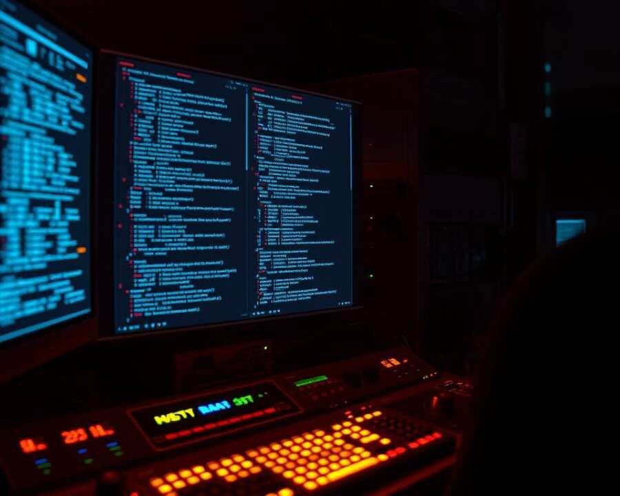 A network appliance command console cloaked in the shadows, its intricate circuitry and glowing displays hinting at the intricate dance of digital deception. The screen flickers with snippets of code, obscured by a haze of encryption that shrouds the workings of the Velvet Ant's stealthy maneuvers. Backlighting casts a moody, atmospheric glow, while the crisp lines and angles of the hardware evoke a sense of precision and technical mastery. The image conveys the covert nature of the group's tactics, the ability to navigate the digital landscape undetected, and the complexity of the tools they wield to maintain their persistent presence.